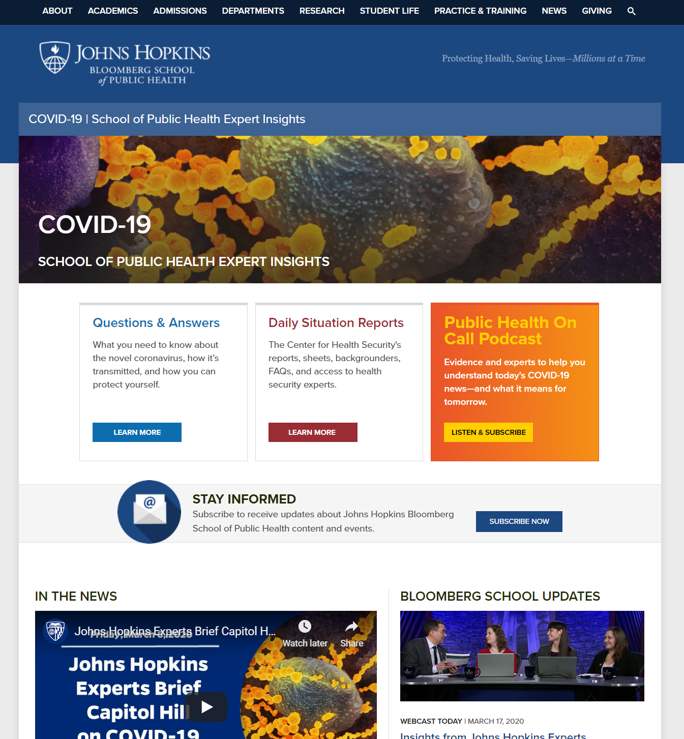 Johns Hopkins School of Public Health COVID-19 Hub