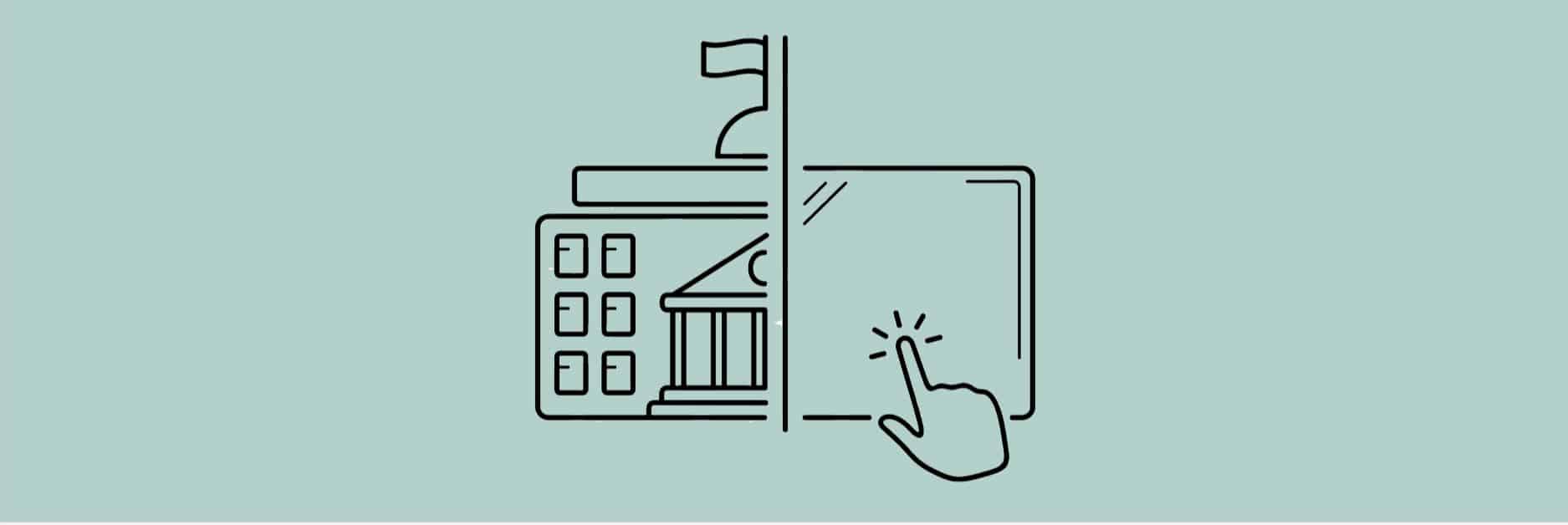 Touchscreen device depicting government information online