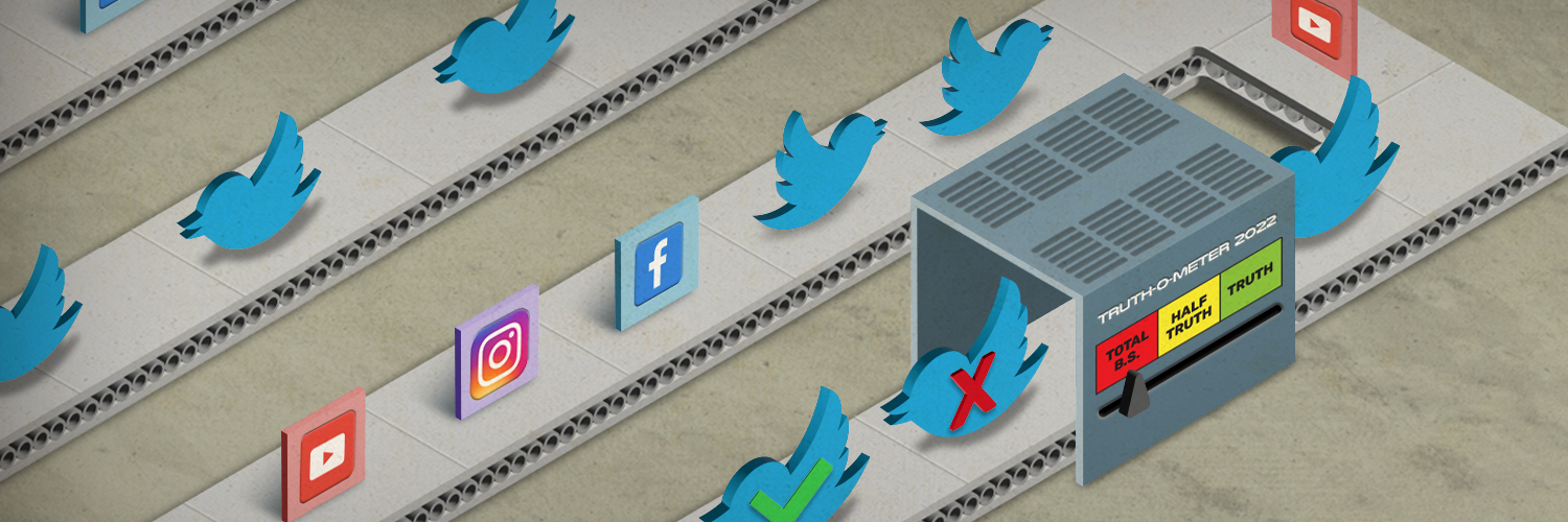 Graphic of social media logos on a conveyor belt